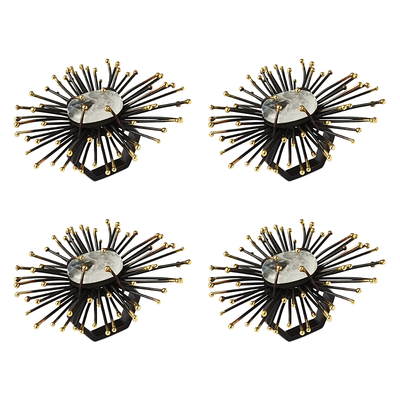 Kim Seybert Flare 4-piece Napkin Ring Set In Gold/black