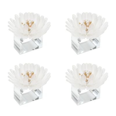 Cosmos Napkin Ring in White & Gold, Set of 4