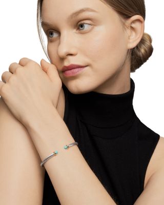 Cable Classic Bracelet with Gemstones, 18K Yellow Gold & Sterling Silver, 4mm