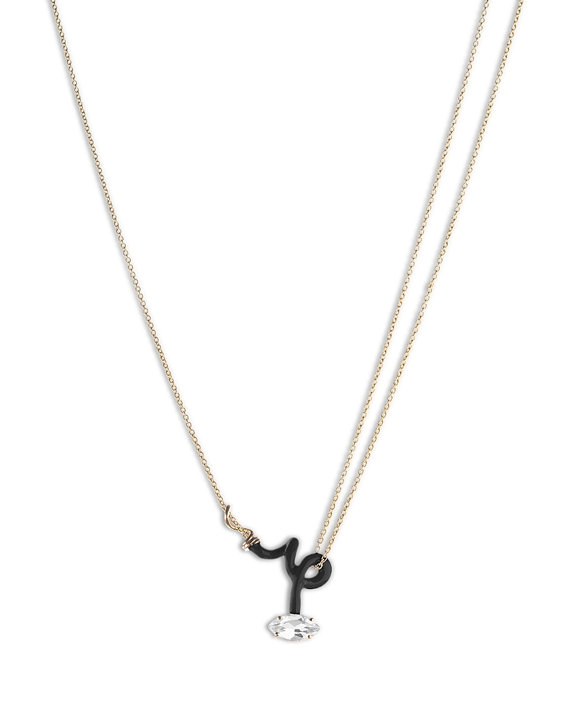 Bea Bongiasca 9k Yellow Gold & Sterling Silver You're So Vine Rock Crystal Black Pendant Necklace, 15-15.75 In Black