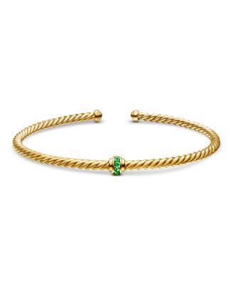 18K Yellow Gold Cable Classics Pav&eacute; Center Station Bracelet