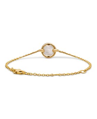 Petite DY Elements&reg; 18K Yellow Gold Mother-of-Pearl & Pav&eacute; Diamonds Center Station Chain Bracelet