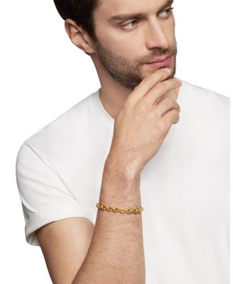 Men's Deco Chain Link Bracelet in 18K Yellow Gold, 6.5mm