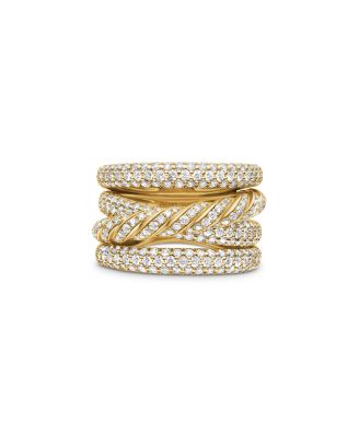 Pav&eacute;flex Four Row Ring in 18K Yellow Gold with Diamonds