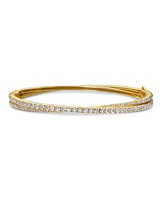 18K Yellow Gold Diamond Pav&eacute; Crossover Bangle Bracelet