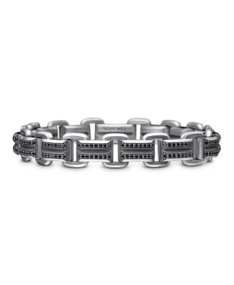 Men's Sterling Silver & Black Diamond Streamline® Beveled Link Bracelet