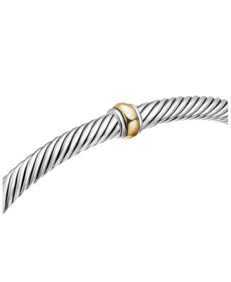 Classic Cable Station Bracelet in Sterling Silver with 18K Yellow Gold, 4mm