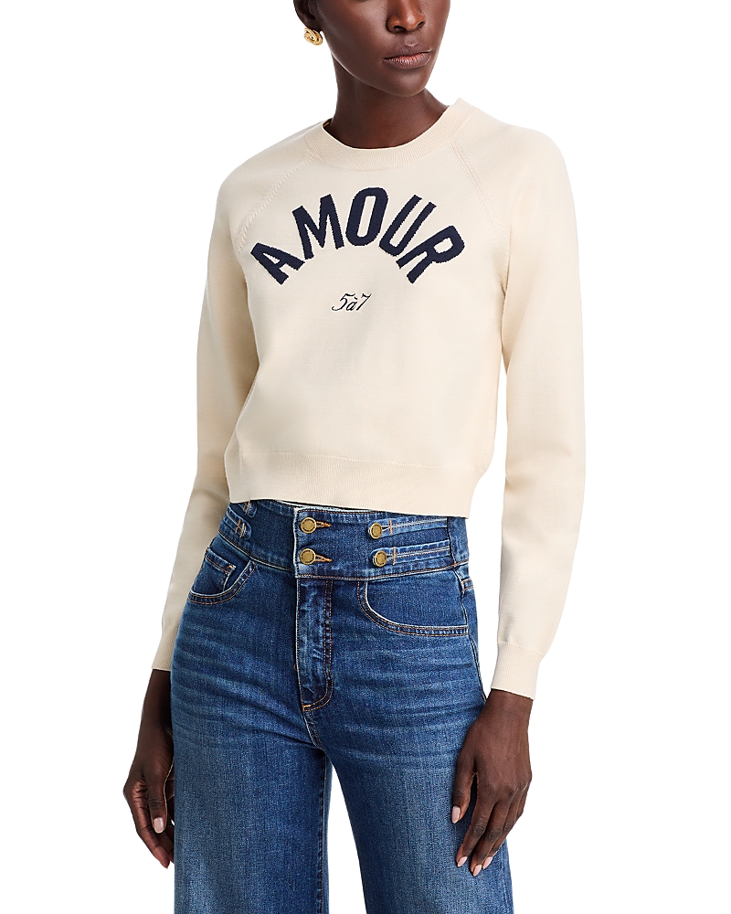 Cinq À Sept Cinq A Sept Amour Raglan Sleeve Sweater In Plaster/navy