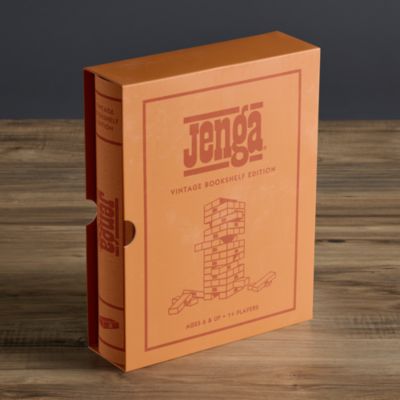 Vintage Bookshelf Assortment 4-Pack: Jenga, Battleship, Checkers &amp; Backgammon, Trivial Pursuit