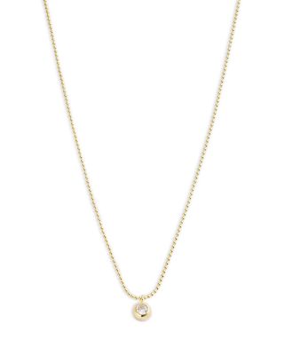Argento Vivo - Cubic Zirconia Bezel Pendant Necklace in 18K Gold Plated Sterling Silver, 16"-18"