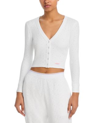 Alexander Wang - Crystal Hotfix Waffle Cardigan