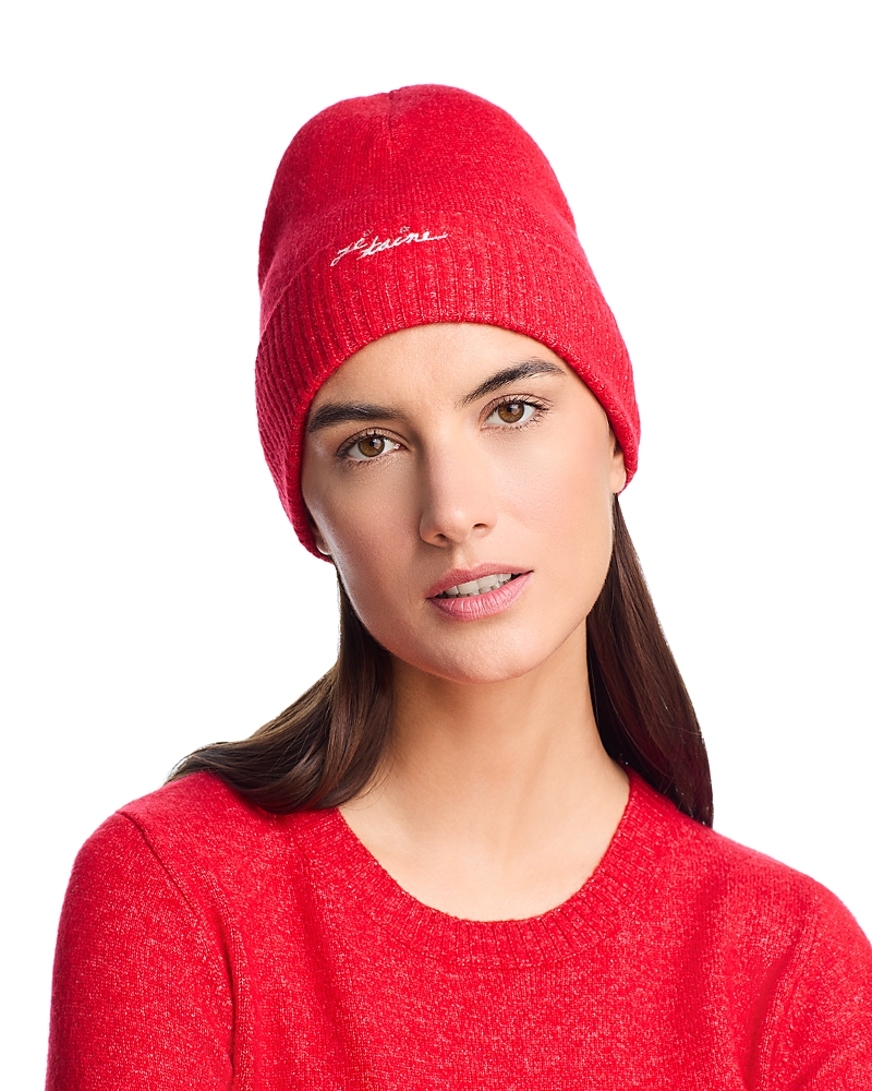 Cinq À Sept Cinq A Sept Embroidered Beanie In Candy Apple