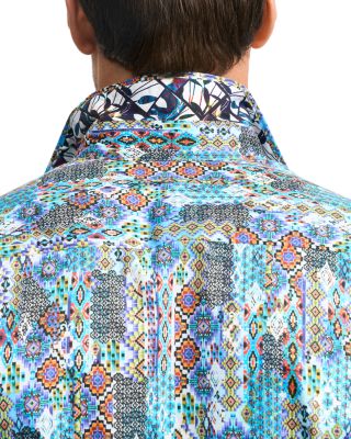 Merola Cotton Stretch Printed Classic Fit Button Down Shirt