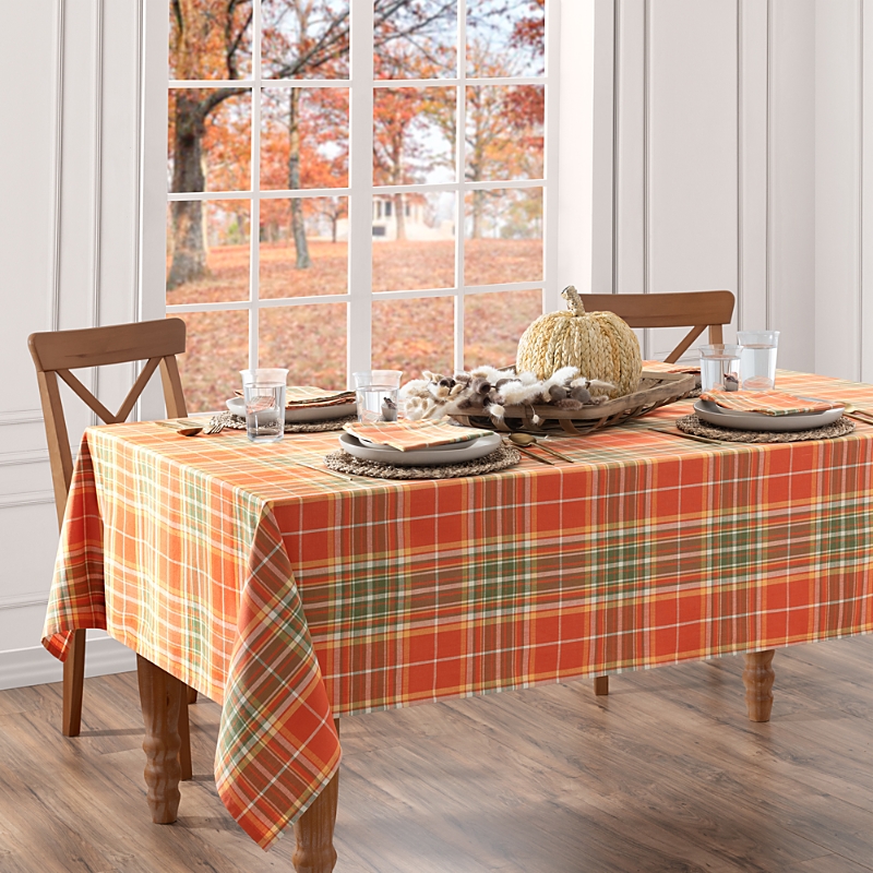 Elrene Home Fashions Hawley Plaid Harvest Cotton Rectangle Tablecloth In Multi