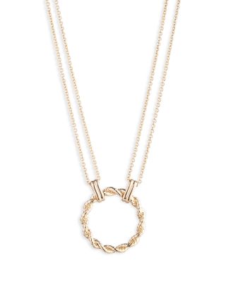 Ralph Lauren - Twisted Ring Pendant Necklace in Gold Tone, 16"-19"