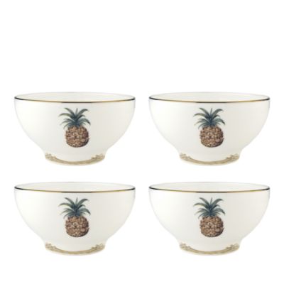 Colonial Bamboo Rice Bowls, Set of 4