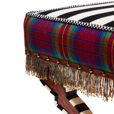 On Wall Street Stripe Fabric Ottoman