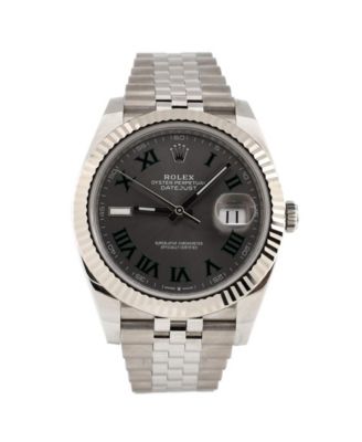 Pre-Owned Rolex - Oyster Perpetual Datejust Wimbledon Automatic Watch in Stainless Steel and White Gold 41mm