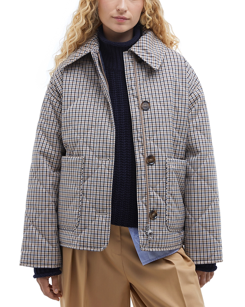 Barbour Cassidie Quilted Jacket In Sky Micro Check