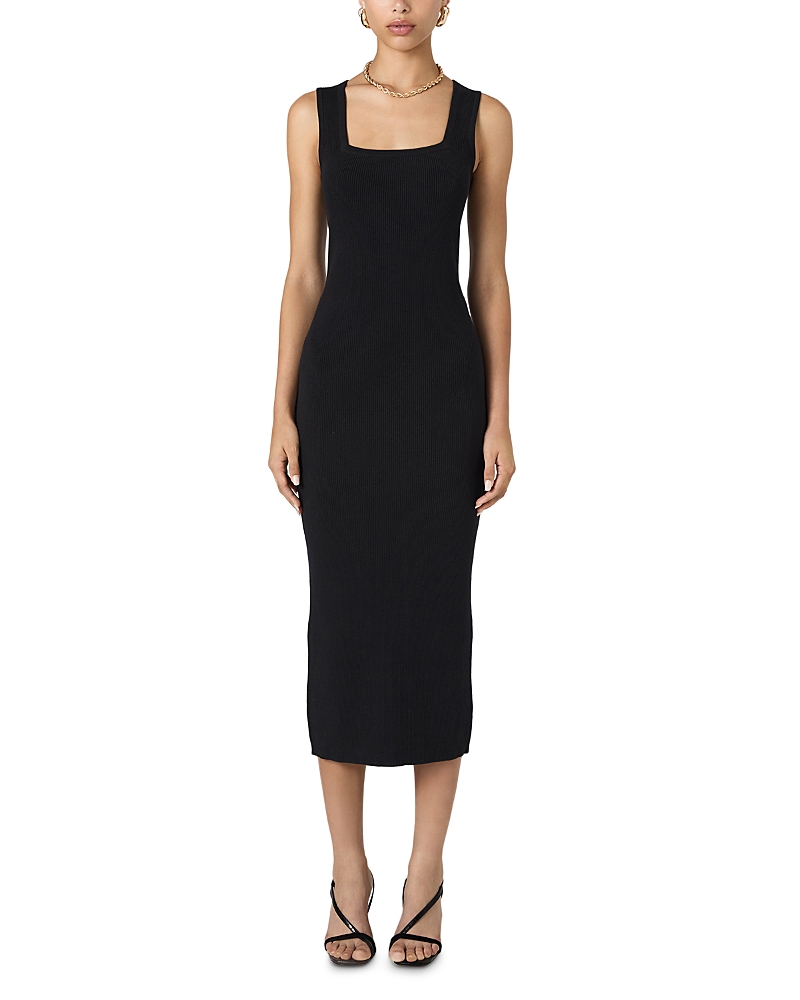 French Connection Mozza Sleeveless Rib Midi Sweater Dress In Black