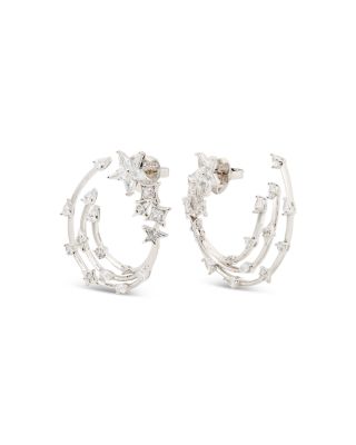 kate spade new york - Cubic Zirconia Star Bypass Hoop Earrings in Silver Tone