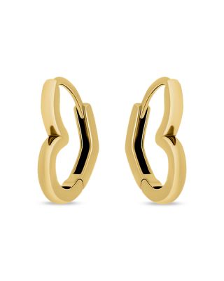 Aqua Open Heart Huggie Hoop Earrings in 18K Gold Plated Sterling Silver - Exclusive