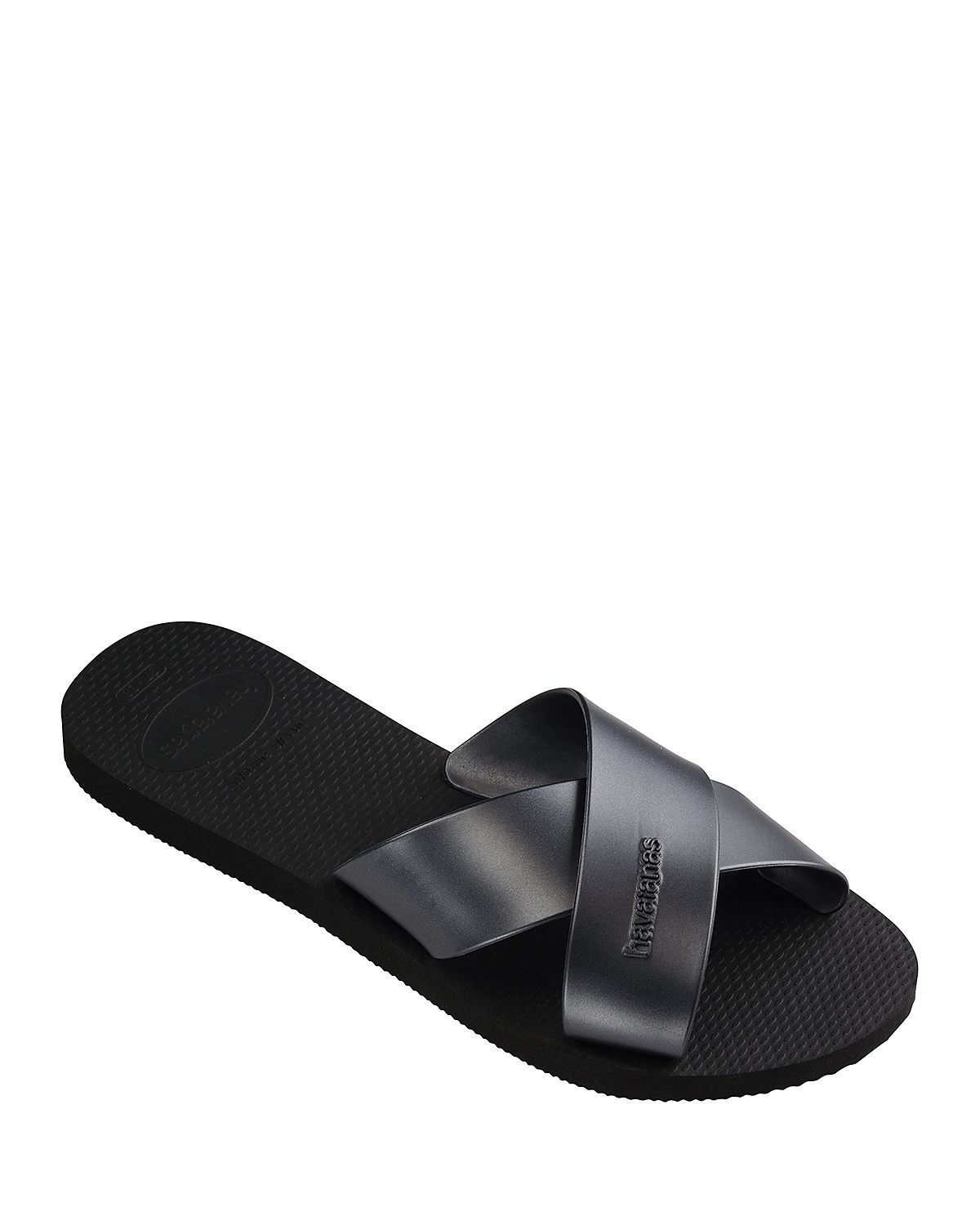 havaianas Women's Aqua Metallic Crisscross Slide Sandals