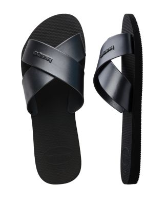 Women's Aqua Metallic Crisscross Slide Sandals