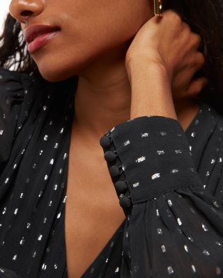 Petites Metallic Stripe Midi Dress