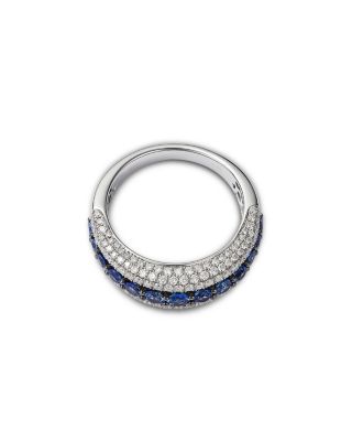 Sapphire & Diamond Multi Row Ring in 14K White Gold