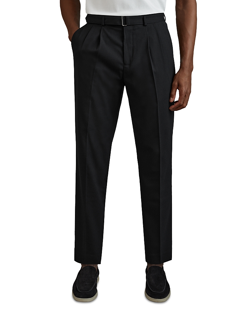 Shop Reiss Pin Belted Trousers In Navy