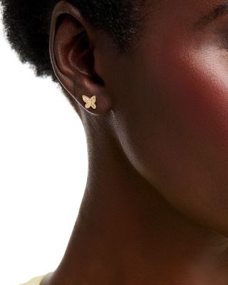 Diamond Butterfly Stud Earrings in 14K Yellow Gold, 0.10 tcw