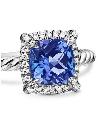 18K White Gold Petite Chatelaine&reg; Tanzanite & Diamond Ring