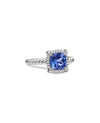 18K White Gold Petite Chatelaine&reg; Tanzanite & Diamond Ring