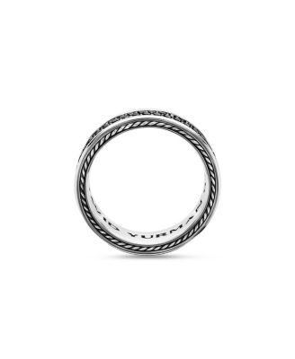 Men's Streamline&reg; Two Row Band Ring in Sterling Silver with Black Diamonds, 6.5mm