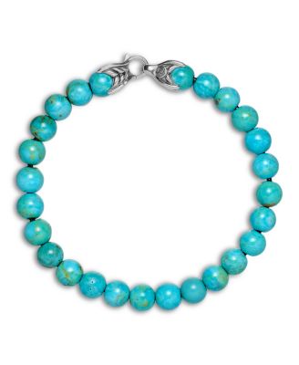 Men's Spiritual Beads Bracelet in Sterling Silver with Turquoise, 8mm