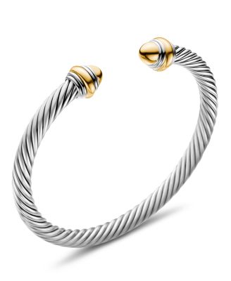 Classic Cable Bracelet in Sterling Silver with 14K Yellow Gold, 5mm