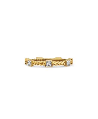 Cable Collectibles&reg; Stations Stack Ring in 18K Yellow Gold with Diamonds, 2mm