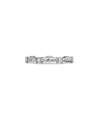 18K White Gold Cable Collectibles Diamond Stack Rings