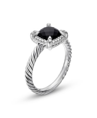 Sterling Silver Petite Chatelaine&reg; Ring with Black Onyx & Diamonds - Exclusive