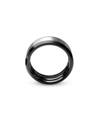 Men's Black & Gray Titanium 8.5mm Beveled Band