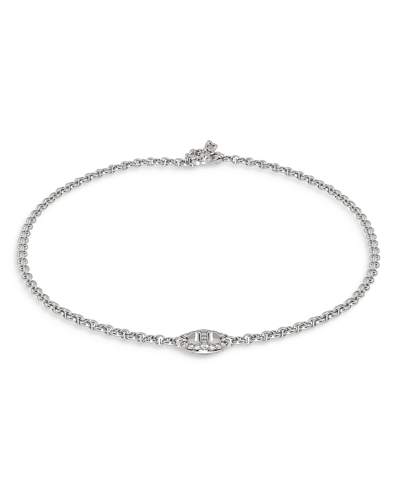 HOORSENBUHS 18K WHITE GOLD MICRO CHAIN NECKLACE WITH DIAMONDS, 0.93 CT. T. W.