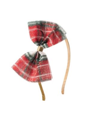 Girls' Christmas Plaid Tulle Bow Headband - Little Kid, Big Kid