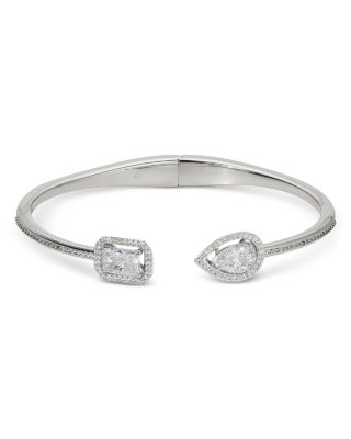 Radiant Cubic Zirconia Halo Cuff Bracelet 