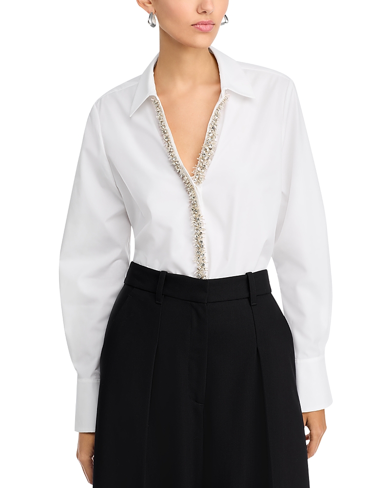 Kobi Halperin Gabbay Embellished Button-down Blouse In Ivory