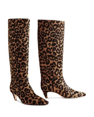 Women's Remy Leopard Print Calf Hair Knee High Boots