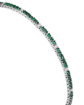 Emerald & Diamond Tennis Bracelet in 14K White Gold