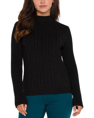 Liverpool Los Angeles - Mock Neck Cable Knit Sweater