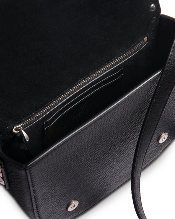 Rockstud Textured Leather Messenger Bag