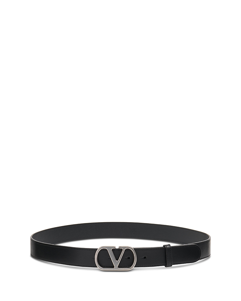 Valentino Garavani Vlogo Signature Belt In Shiny Calfskin 30 Mm In Black